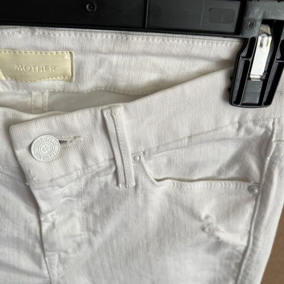 Mother Jeans The Looker Stayin Rowdy Size 25x29 Women White Stretch Distressed - Picture 6 of 14